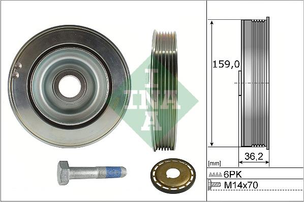 INA 544 0173 21 - Ремъчна шайба, колянов вал vvparts.bg