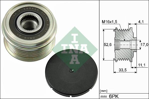 INA 535 0025 10 - Ремъчна шайба, генератор vvparts.bg