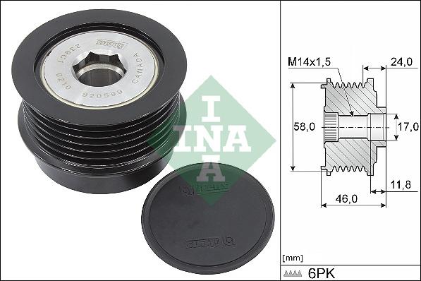 INA 535 0355 10 - Ремъчна шайба, генератор vvparts.bg