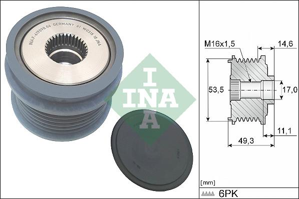 INA 535 0364 10 - Ремъчна шайба, генератор vvparts.bg