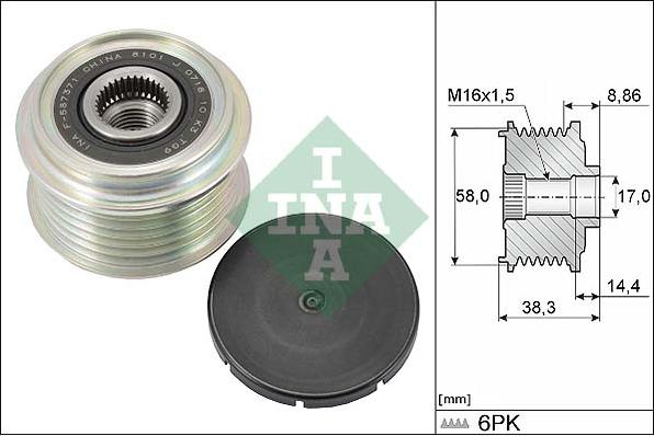 INA 535 0296 10 - Ремъчна шайба, генератор vvparts.bg