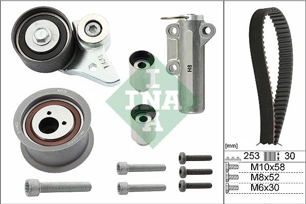 INA 530 0452 10 - Комплект ангренажен ремък vvparts.bg