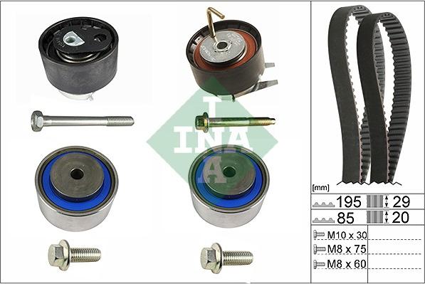 INA 530 0469 10 - Комплект ангренажен ремък vvparts.bg