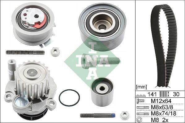 INA 530 0463 30 - Водна помпа+ к-кт ангренажен ремък vvparts.bg