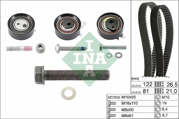 INA 530 0484 10 - Комплект ангренажен ремък vvparts.bg