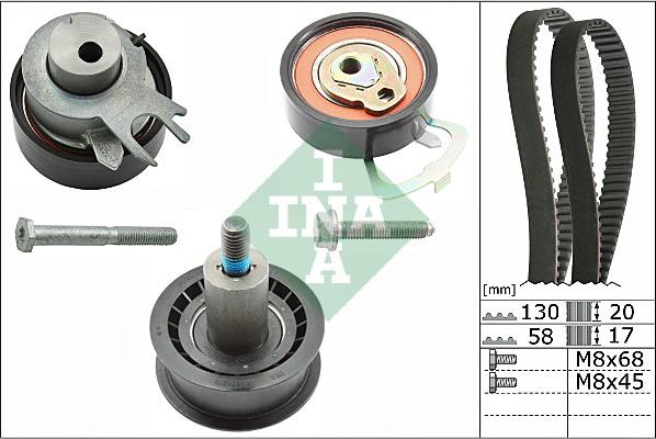 INA 530 0538 10 - Комплект ангренажен ремък vvparts.bg