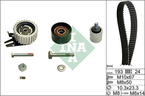 INA 530 0619 10 - Комплект ангренажен ремък vvparts.bg