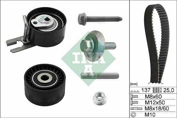 INA 530 0375 10 - Комплект ангренажен ремък vvparts.bg