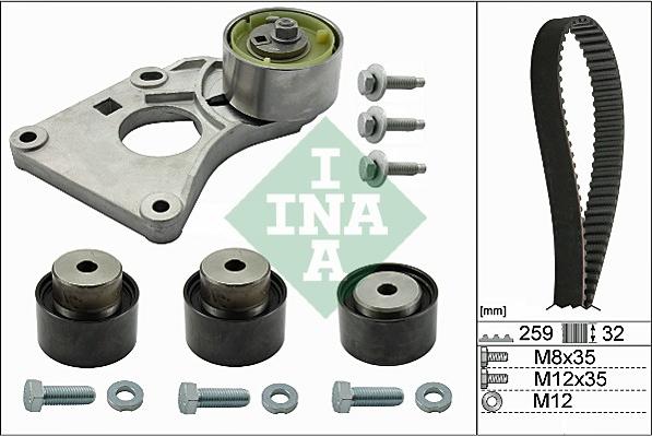 INA 530 0259 10 - Комплект ангренажен ремък vvparts.bg