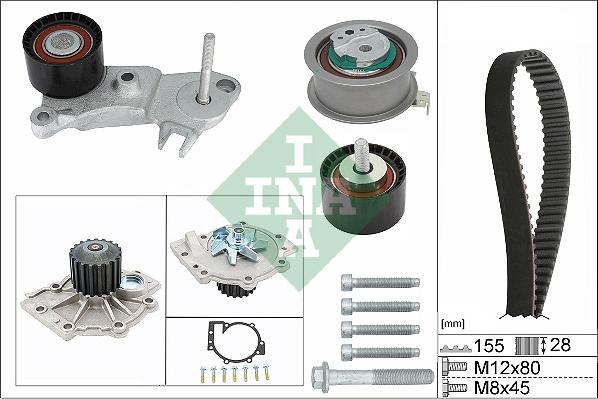 INA 530 0762 30 - Водна помпа+ к-кт ангренажен ремък vvparts.bg