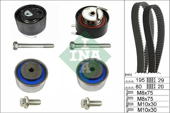 INA 530 0731 10 - Комплект ангренажен ремък vvparts.bg