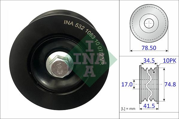 INA 532 1083 10 - Паразитна / водеща ролка, пистов ремък vvparts.bg