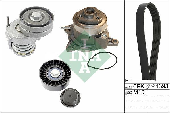 INA 529 0534 30 - Водна помпа + комплект пистови ремъци клиновидно оребряване vvparts.bg