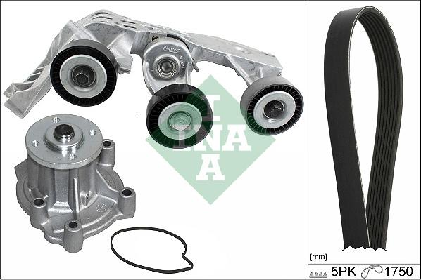 INA 529 0081 31 - Водна помпа + комплект пистови ремъци клиновидно оребряване vvparts.bg