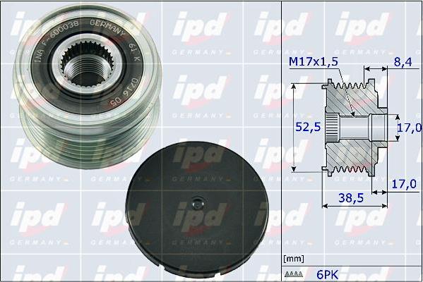 IPD 15-4097 - Ремъчна шайба, генератор vvparts.bg