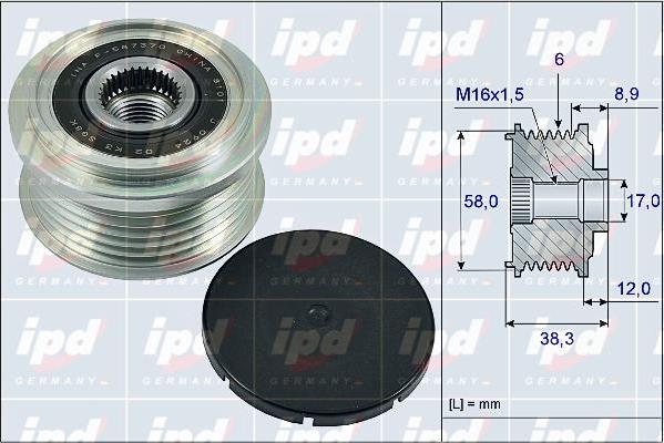 IPD 15-4001 - Ремъчна шайба, генератор vvparts.bg