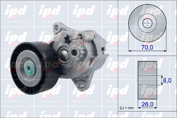 IPD 15-3912 - Ремъчен обтегач, пистов ремък vvparts.bg