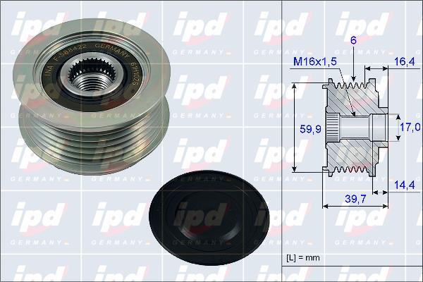 IPD 15-3893 - Ремъчна шайба, генератор vvparts.bg