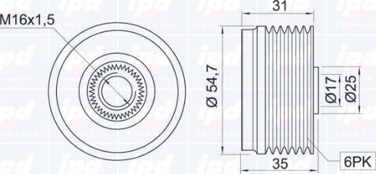 IPD 12-1020 - Ремъчна шайба, генератор vvparts.bg