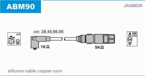 Janmor ABM90 - Комплект запалителеи кабели vvparts.bg
