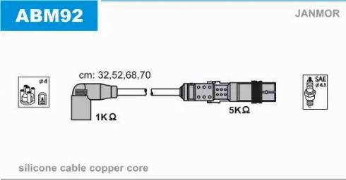 Janmor ABM92 - Комплект запалителеи кабели vvparts.bg