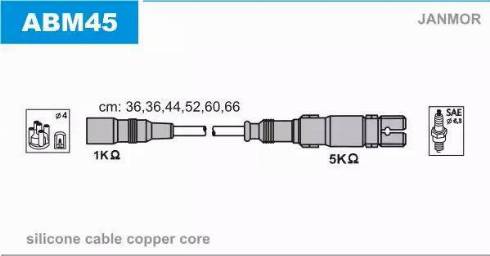 Janmor ABM45 - Комплект запалителеи кабели vvparts.bg