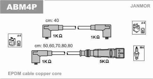 Janmor ABM4P - Комплект запалителеи кабели vvparts.bg