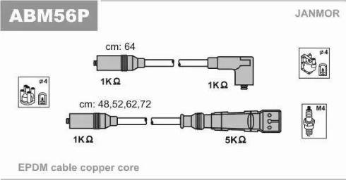 Janmor ABM56P - Комплект запалителеи кабели vvparts.bg
