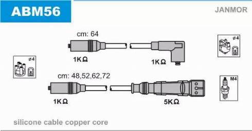 Janmor ABM56 - Комплект запалителеи кабели vvparts.bg