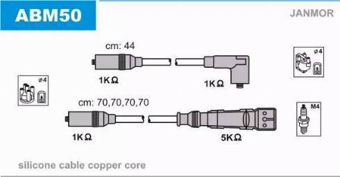 Janmor ABM50 - Комплект запалителеи кабели vvparts.bg