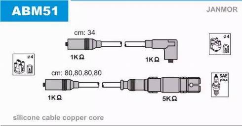 Janmor ABM51 - Комплект запалителеи кабели vvparts.bg
