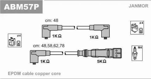Janmor ABM57P - Комплект запалителеи кабели vvparts.bg