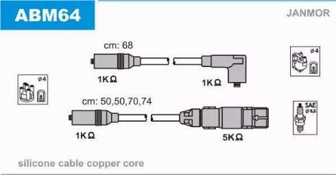 Janmor ABM64 - Комплект запалителеи кабели vvparts.bg