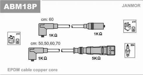 Janmor ABM18P - Комплект запалителеи кабели vvparts.bg