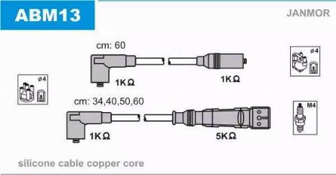Janmor ABM13 - Комплект запалителеи кабели vvparts.bg