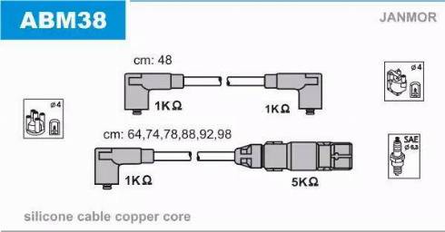 Janmor ABM38 - Комплект запалителеи кабели vvparts.bg