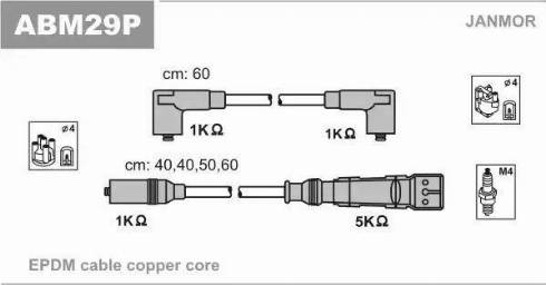 Janmor ABM29P - Комплект запалителеи кабели vvparts.bg