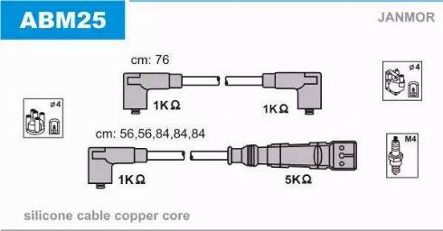 Janmor ABM25 - Комплект запалителеи кабели vvparts.bg