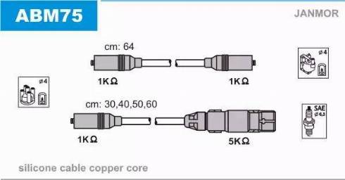 Janmor ABM75 - Комплект запалителеи кабели vvparts.bg