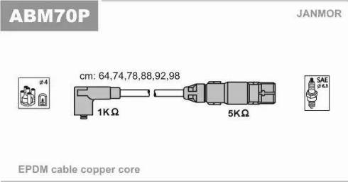 Janmor ABM70P - Комплект запалителеи кабели vvparts.bg