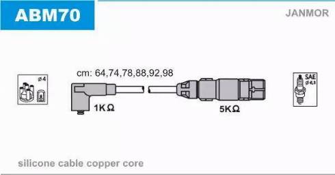 Janmor ABM70 - Комплект запалителеи кабели vvparts.bg