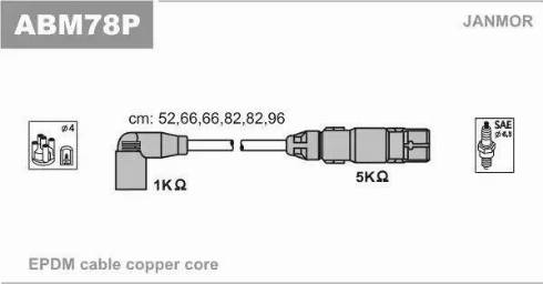 Janmor ABM78P - Комплект запалителеи кабели vvparts.bg