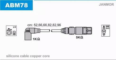 Janmor ABM78 - Комплект запалителеи кабели vvparts.bg