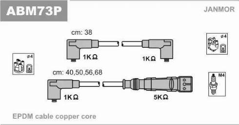 Janmor ABM73P - Комплект запалителеи кабели vvparts.bg