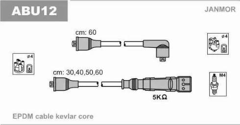 Janmor ABU12 - Комплект запалителеи кабели vvparts.bg