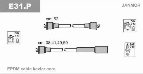 Janmor E31.P - Комплект запалителеи кабели vvparts.bg