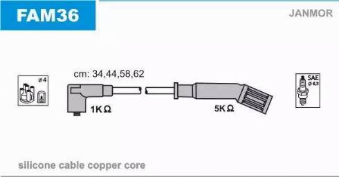 Janmor FAM36 - Комплект запалителеи кабели vvparts.bg