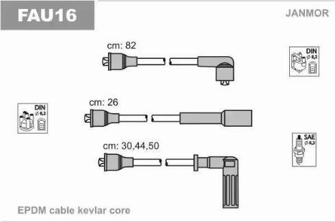 Janmor FAU16 - Комплект запалителеи кабели vvparts.bg