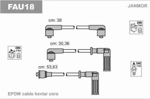 Janmor FAU18 - Комплект запалителеи кабели vvparts.bg