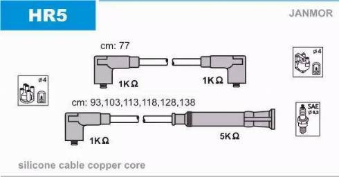 Janmor HR5 - Комплект запалителеи кабели vvparts.bg